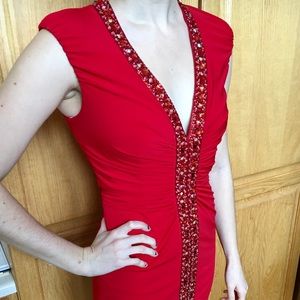 Women Formal Red Gemmed Dress